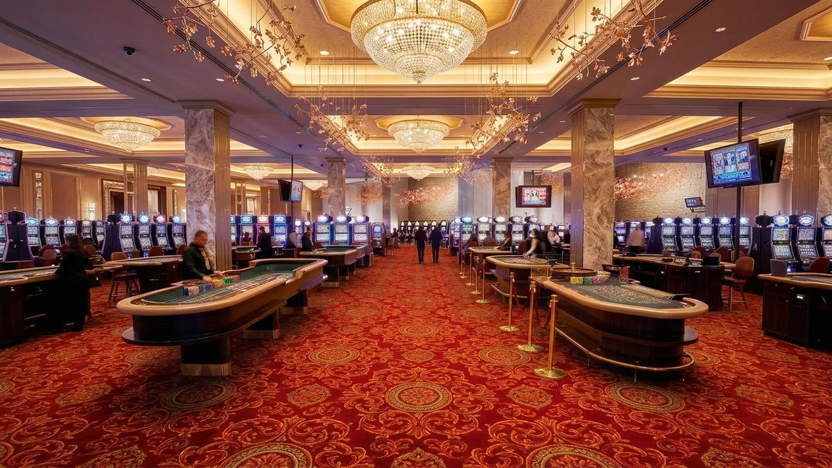 Broadloom carpet simulation for a casino gaming floor, designed with Pointcarre Tuft software